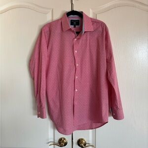 Report collection modern fit red white gingham check cotton dress shirt 16 1/2